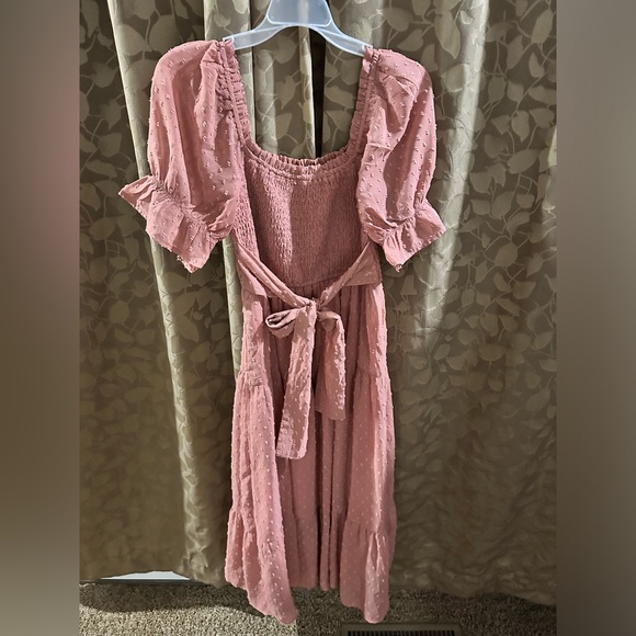 Square Neck Midi Swiss Dot Dress - Picture 7 of 7